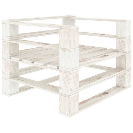 5 Piece Garden Pallet Lounge Set Solid Pinewood White