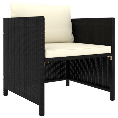 8 Piece Garden Lounge Set with Cushions Poly Rattan Black