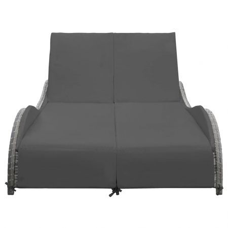 Double Sun Lounger with Cushion Poly Rattan Anthracite