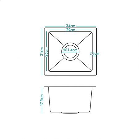 ALFORDSON Kitchen Sink Stainless Steel Drop in Flush Under Mount 340X310MM Gold