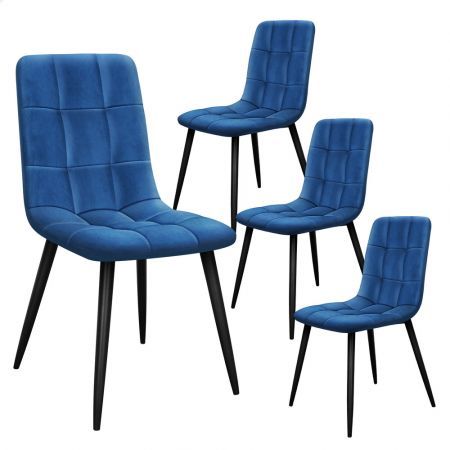 ALFORDSON 4x Dining Chair Elegant Seat Retro Velvet Blue