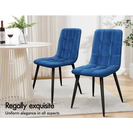 ALFORDSON 4x Dining Chair Elegant Seat Retro Velvet Blue