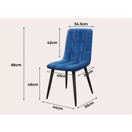 ALFORDSON 4x Dining Chair Elegant Seat Retro Velvet Blue