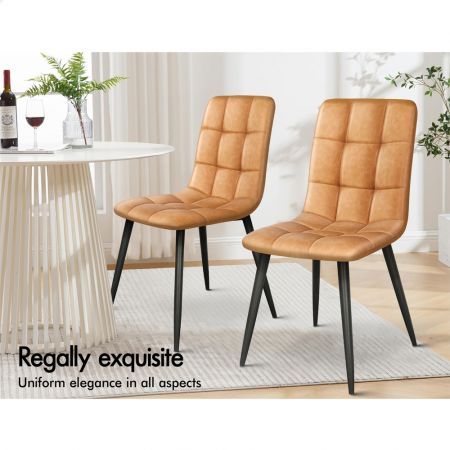 ALFORDSON 4x Dining Chair Retro PU Faux Leather Brown