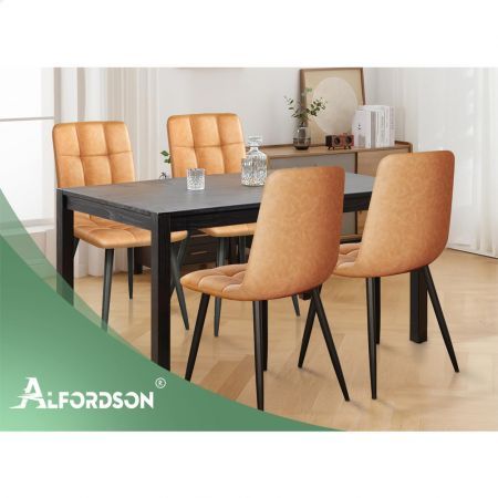 ALFORDSON 4x Dining Chair Retro PU Faux Leather Brown