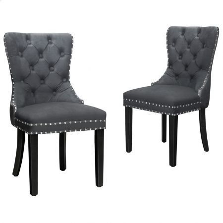 ALFORDSON 2x Dining Chairs Kitchen Lounge Velvet Grey