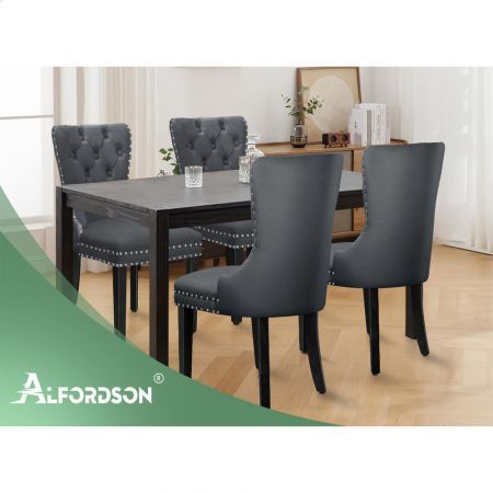 ALFORDSON 2x Dining Chairs Kitchen Lounge Velvet Grey