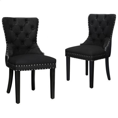 ALFORDSON 2x Dining Chairs Kitchen Lounge Velvet Black