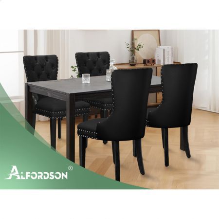 ALFORDSON 2x Dining Chairs Kitchen Lounge Velvet Black