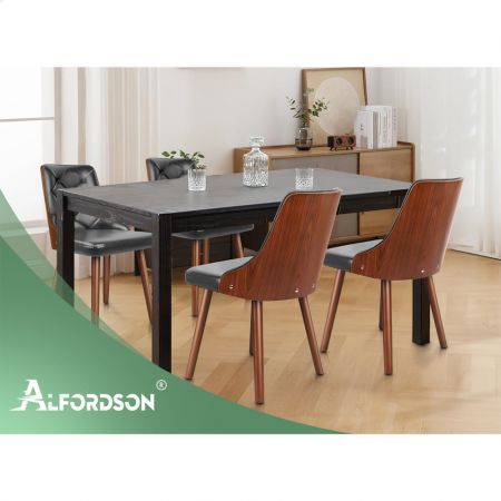 ALFORDSON 2x Dining Chairs Padded Tufted Glossy PU Leather Grey