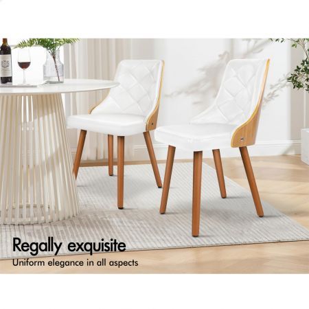 ALFORDSON 2x Dining Chairs Padded Tufted Glossy PU Leather White