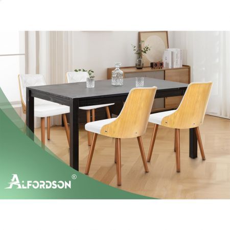 ALFORDSON 2x Dining Chairs Padded Tufted Glossy PU Leather White