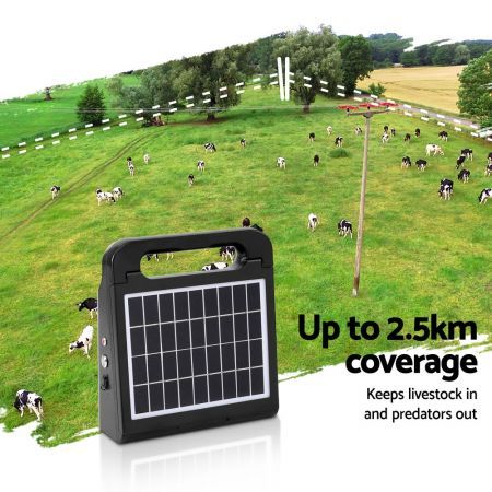 Giantz 2.5km Electric Fence Energiser Solar Farm 0.15J