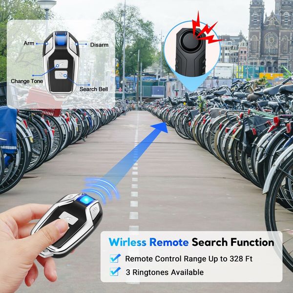 Bike Alarm,120dB Loud Waterproof Wireless E-Bike Motorcycle Alarm with Remote,Anti-Theft Vibration Motion Sensor Multipurpose Security Alarm System