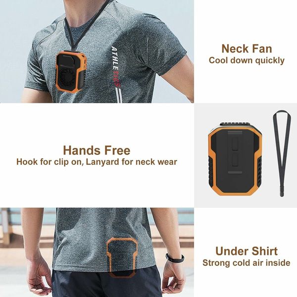 Portable Waist Fan, Rechargeable 3 speed Personal Under Shirt Clip Fan, Orange