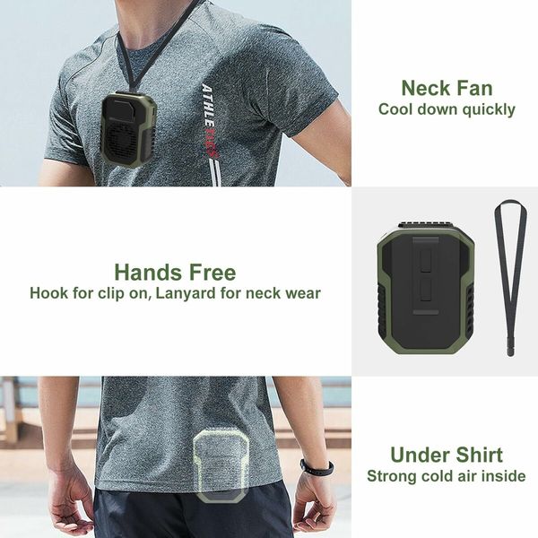 Portable Waist Fan, Rechargeable 3 speed Personal Under Shirt Clip Fan, Green