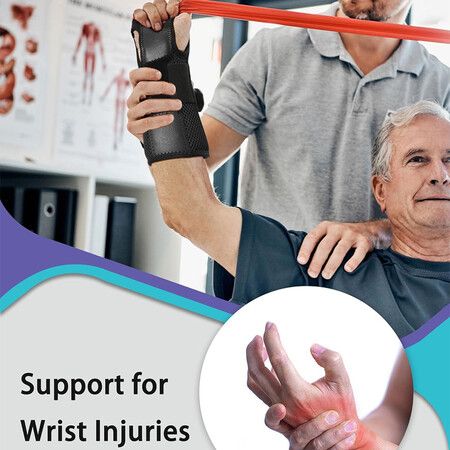 Wrist Brace for Carpal Tunnel, Support Hand Brace with Adjustable Knob, Wrist Splint for Men and Women, Relieve Tendinitis Arthritis Sprains (Right Hand, Black)