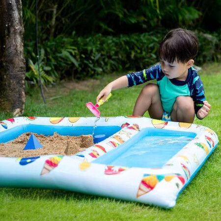 Outdoor sandpits digging water play areas fishing spots inflatable pools filled ocean balls Kids Gifts Summer family fun backyard