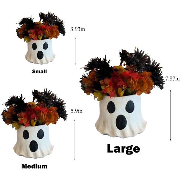 Ghost Bucket Decor, Ghost Vase,Ghost Planter Pot,Ghost Bucket Vase,Halloween Ghost Bucket,Ghost Vase Halloween,Halloween Ghost Planter for Home Decor (Size:Large 20cm)