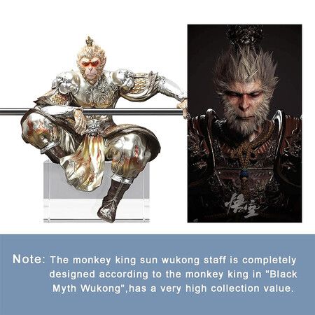 Black Myth Wukong Car Decorations Art Relievo, Wukong Action Figure Monkey Figurines Monkey King Decor, the Next Generations 3A Game Sun Wukong Statue Model Decoration Collectible Dolls