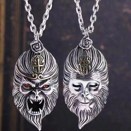 Black Myth Wukong Necklace Metal Arts and Crafts Hanging Vintage Men Small Pendant