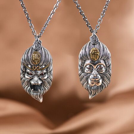 Black Myth Wukong Necklace Metal Arts and Crafts Hanging Vintage Men Small Pendant