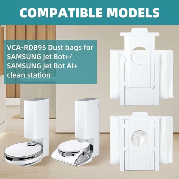 Dust Bags Vacuum Replacement 8Pcs Samsung Jet Bot AI Clean Station VCA-RDB95 Accessories High Capacity Filtration Home Cleaning