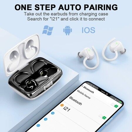 Wireless Earbud Bluetooth 5.3 Headphones Sport Earphones 48H Playtime Ear Buds with ENC Mic LED Display Stereo Noise Cancelling for Running Gym