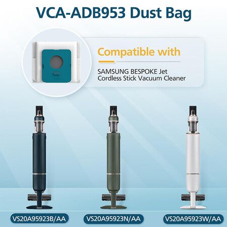 6 Pcs VCA-ADB953 Dust Bag, Vacuum Bags Replacement for Samsung VCA-ADB95 Bespoke Jet Cordless Stick Vacuum Cleaner Accessories Parts, VS20A95923B/AA, VS20A95923N/AA, VS20A95923W/AA