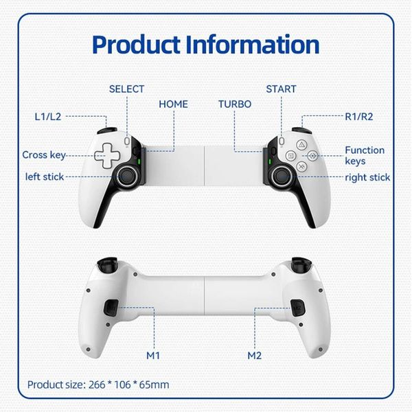 Expandable 130-280mm Game Controller with semiconductor cooling fan iPhone Android iPad Tablet  NSSwitch PS4 PS5 Xbox Col.Black