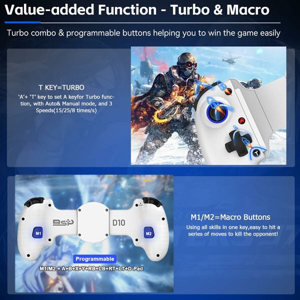 Expandable 143-260mm Game Controller with semiconductor cooling fan iPhone Android iPad Tablet  NSSwitch PS4 PS5 Xbox Col.White