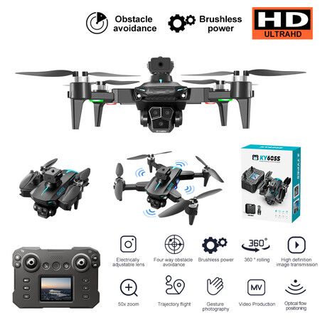 2024updated 4Kmax Drone Triple Cameras Obstacle Avoidance 2 Batteries Altitude Hold HD Video Transmission Aerobatic Rolls Speed Adjustment