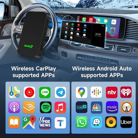 CarPlay Wireless 5.0 2air Adapter Android Auto Dongle Auto Connect Lossless OTA Update for iPhone and Android via Plug-in USB Link