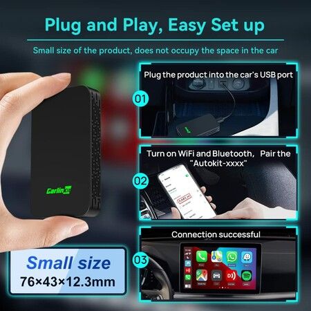 CarPlay Wireless 5.0 2air Adapter Android Auto Dongle Auto Connect Lossless OTA Update for iPhone and Android via Plug-in USB Link