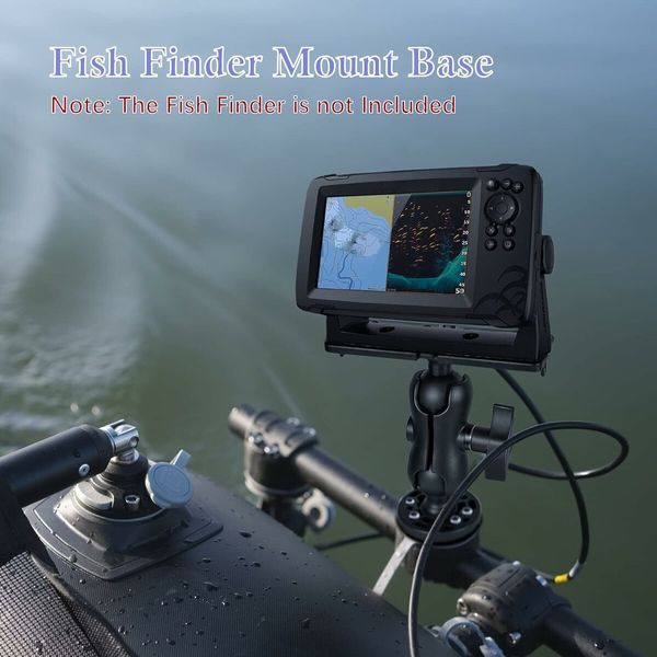 Fish Finder Mount Base,Universal 360 Degrees Rotation Ball-Mount Fish Finder Bracket,Nylon Stainless Steel Electronic Fish Finder Holder for Marine Boat Kayak Pontoon Canoe Helix Garmin