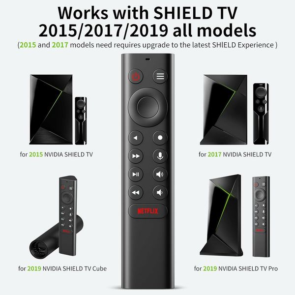 Voice TV Replacement Remote Control for NVIDIA Shield TV and NVIDIA Shield TV Pro 2015 2017 2019 All Models with Backlit Buttons Motion-Activated Customizable Menu Buttons IR Blaster Function