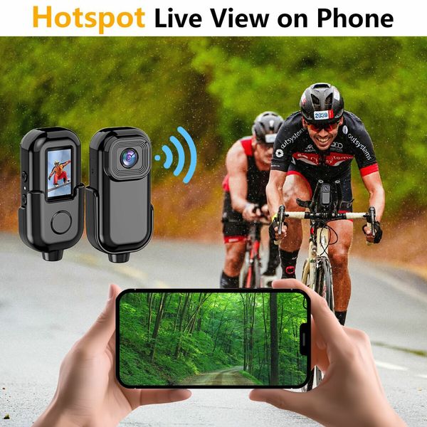 Mini 1080P Action Camera Wearable Sports Body Camera Pocket Helmet Camera Vlogging Multi-Function Black