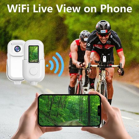 Mini 1080P Action Camera Wearable Sports Body Camera Pocket Helmet Camera Vlogging Multi-Function White