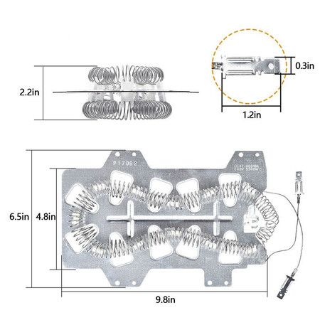 DC47-00019A Dryer Heating Element for Samsung DV45H7000EW, A2 DVE50R5200W, A3 DV40J3000EW, A2 DV42H5000EW, A3 DVE50M7450W, A3 DV42H5200EW, A3 DV48H7400EW, A2 DVE50R5400V, A3 DV42H5200EP, A3