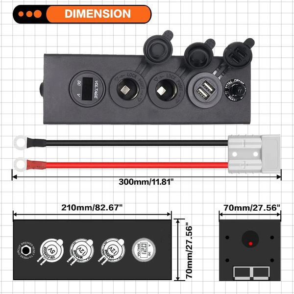 12/24V Multi-Function Power Box Charger With USB-C Output For RV Vehicles Trailers SUV Boat