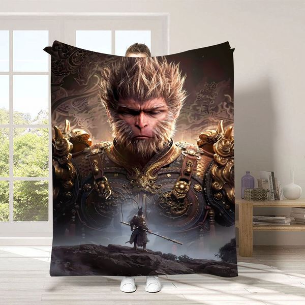 150x130cm Black Myth Wukong Merchandise Soft Flannel Throw Blanket Gift for Men Kids