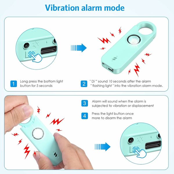 Personal Safety Alarm for Women, Travel Safety Keychains Siren Whistle, Loud Alarm, LED Strobe Light, Personal Emergency Security Safe Devices Key Chain Alarm for Kids Elderly, Blue