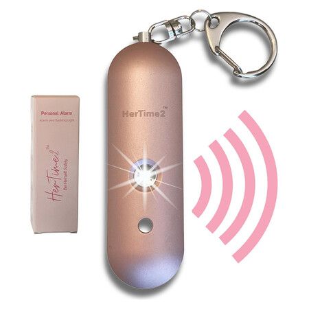 Personal Safety Alarm for Women, Travel Safe and Waterproof Self Defense Alarm for Women by Women, Safety Alarm Keychain for Women, Loud Alarm, Strobe Light, Keychain Alarm, Rose Gold