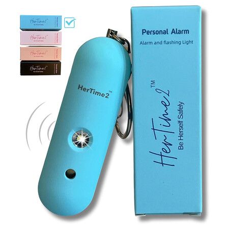 Personal Safety Alarm for Women, Travel Safe and Waterproof Self Defense Alarm for Women by Women, Safety Alarm Keychain for Women, Loud Alarm, Strobe Light, Keychain Alarm, Blue