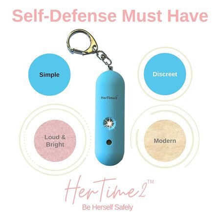 Personal Safety Alarm for Women, Travel Safe and Waterproof Self Defense Alarm for Women by Women, Safety Alarm Keychain for Women, Loud Alarm, Strobe Light, Keychain Alarm, Blue