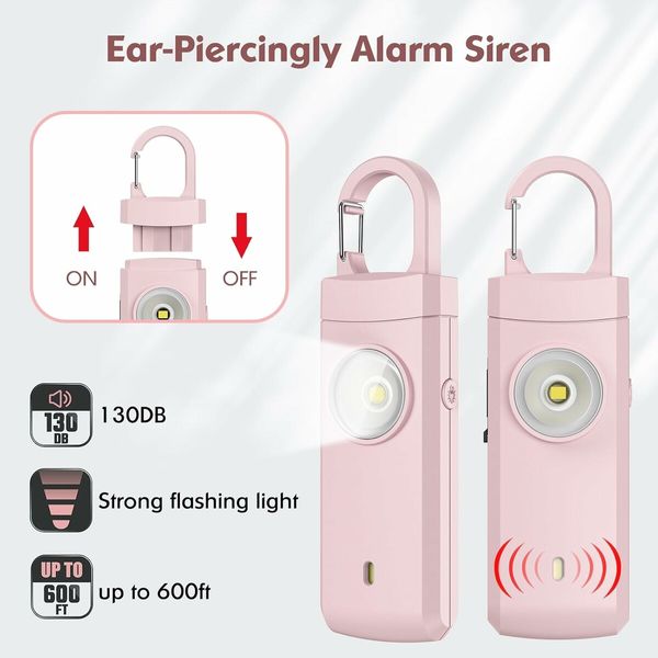 Rechargeable Personal Alarm for Women, Christmas Birthday Gifts for Women, Daughter, College Student, Teen Girl, Elders, Pink