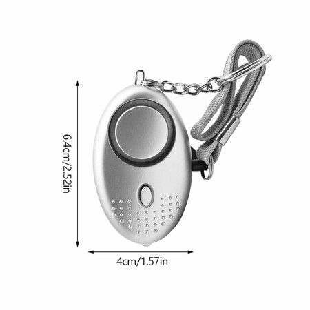 Personal Safety Alarm Keychain For Women Eldery Kid with LED Light Emergency 130dB Sound Keyring Portable Color Silver