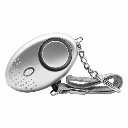 Personal Safety Alarm Keychain For Women Eldery Kid with LED Light Emergency 130dB Sound Keyring Portable Color Silver