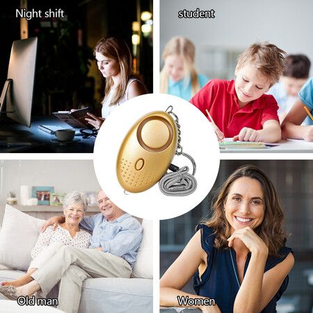 Personal Safety Alarm Keychain For Women Eldery Kid with LED Light Emergency 130dB Sound Keyring Portable Color Yellow