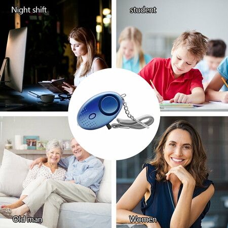 Personal Safety Alarm Keychain For Women Eldery Kid with LED Light Emergency 130dB Sound Keyring Portable Color Blue